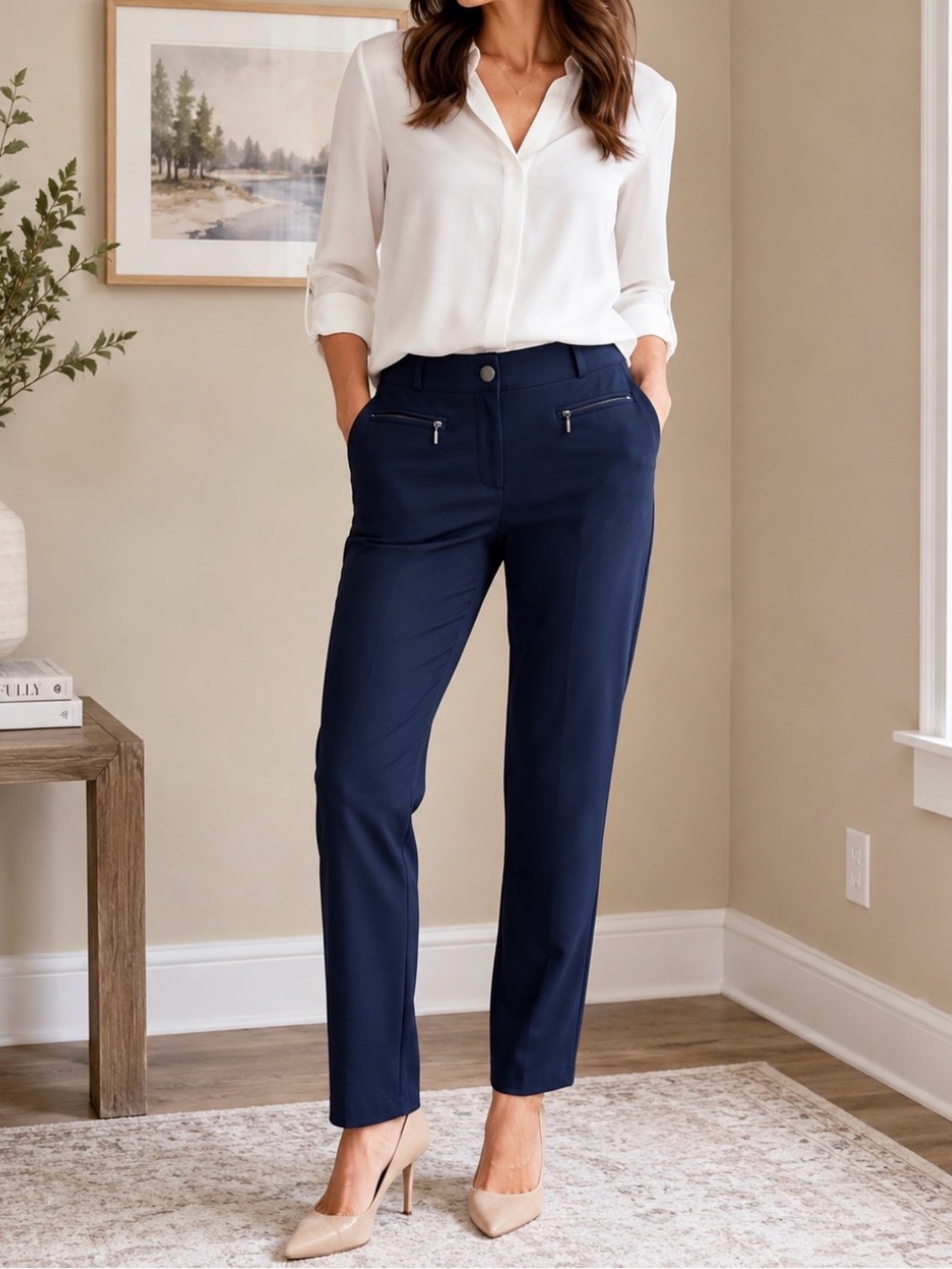 Soho Apparel Navy Blue Soft Stretch Pants Size 10 EUC